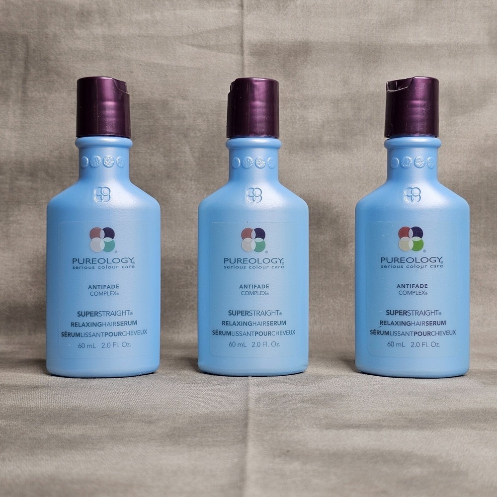 PUREOLOGY Color Care Super Straight Relaxing Hair Serum -‎ LOT OF 3 - 2 oz each
